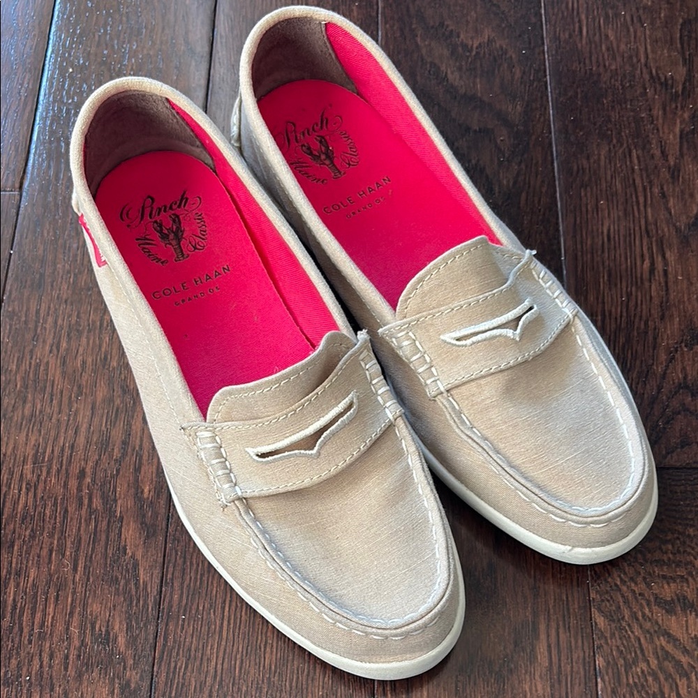 Cole Haan Grand OS Tan Loafers with Classic Penny Design